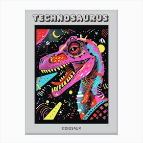 Dinosaur Pink & Black Abstract Geometric Poster Canvas Print