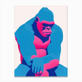 Pink Gorilla Retro Canvas Print