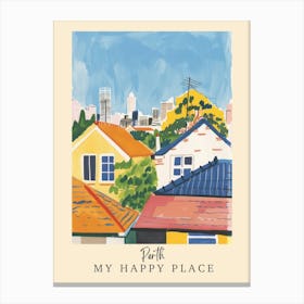 My Happy Place Perth 1 Travel Poster Canvas Print