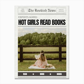 Hot Girls Read Books Color Newspaper Poster Canvas Print