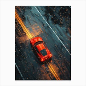 Need For Speed Car Driving In Rain Canvas Print
