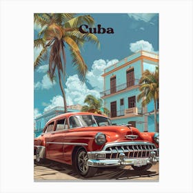 Cuba Gran Car Travel Art Canvas Print