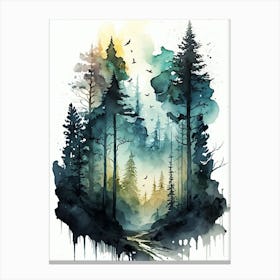 Watercolor Forest Painting Canvas Print