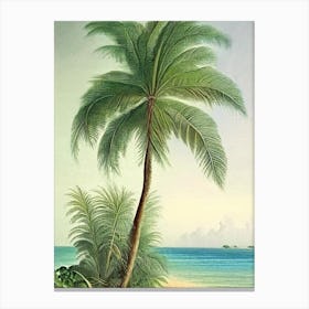 Beach Waterscape Vintage Illustration 1 Canvas Print