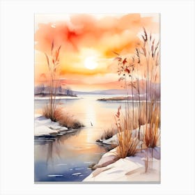 Winter Landscape Watercolor Painting . 2 1 Canvas Print