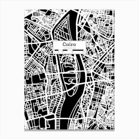 Cairo (Egypt) City Map — Hand-drawn map, vector black map Canvas Print