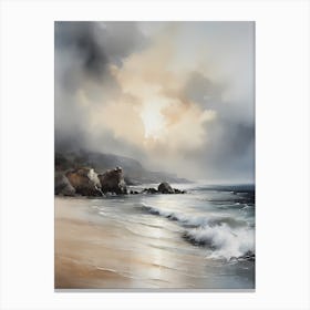 Vintage Coastal Seaside Painting (2) 1 Canvas Print