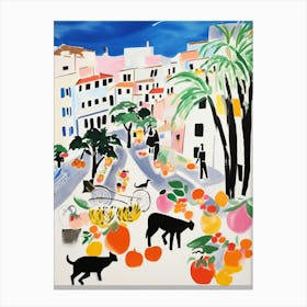 The Food Market In Positano 4 Illustration Canvas Print