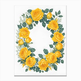 Yellow Roses Wreath Canvas Print
