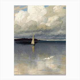 Vintage Painting Sailboat In The Water Canvas Print