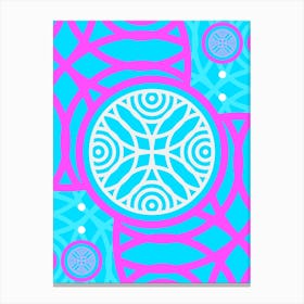 Geometric Glyph in White and Bubblegum Pink and Candy Blue n.0028 Canvas Print