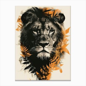 Double Exposure Realistic Lion With Jungle 4 Canvas Print