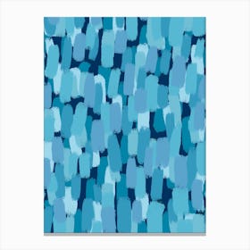 Blue Abstract Painterly Brush Strokes Canvas Print