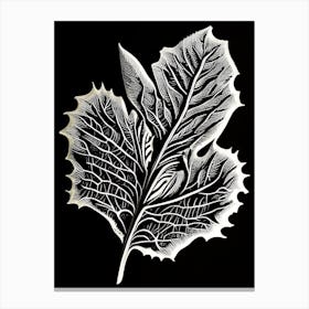 Mustard Leaf Linocut Canvas Print