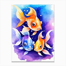 Twin Goldfish Watercolor Painting (1) Canvas Print