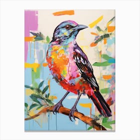 Colourful Bird Painting Mockingbird 1 Canvas Print