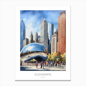 Cloudgate 2 Chicago Watercolour Travel Poster Canvas Print