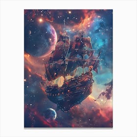 Fantasy Ship Floating in the Galaxy 11 Canvas Print