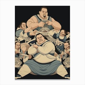 Sumo Wrestlers Japanese 7 Canvas Print