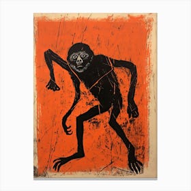 Spider Monkey, Woodblock Animal Drawing 4 Canvas Print