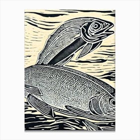 Mulloway Linocut Canvas Print