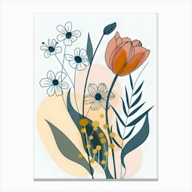 Minimalist Flower Line Art 3 Canvas Print