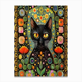 Black Cat In The Garden Art Print Canvas Print