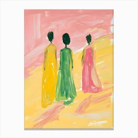 Three Women In Dresses Canvas Print