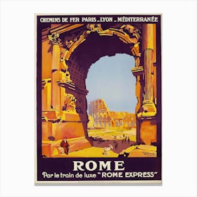 1921 Rome Travel Poster, Roger Broders Canvas Print