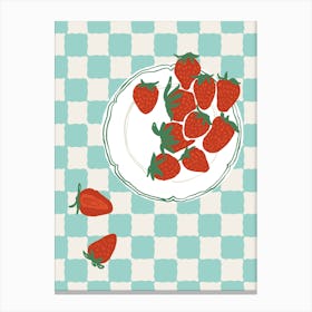 Strawberries On A Plate Art Print Canvas Print