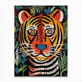 Tiger Art In Outsider Art Style 2 Canvas Print