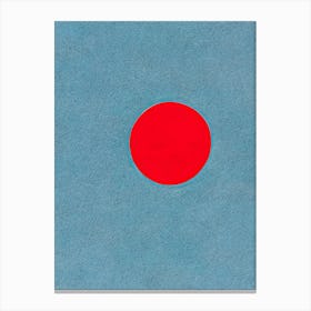 Minimalist Red Circle on Blue Texture Art Canvas Print