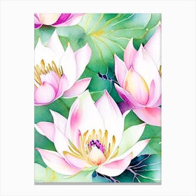 Lotus Flower Pattern Watercolour 6 Canvas Print