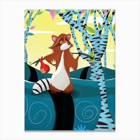 Raccoon In The Forest Canvas Print