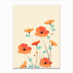 Poppies in Bloom Floral Print Poster Canvas Print