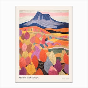 Mount Monadnock United States Colourful Mountain Illustration Poster Canvas Print