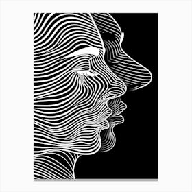 Minimalist Portrait Line Black And White Woman 4 Canvas Print