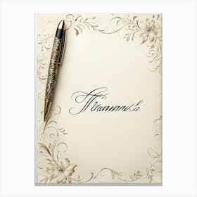 Calligraphy Of An Elegant Thank You Note Swirling And Flourishing Script Positioned Centrally On (7) Canvas Print