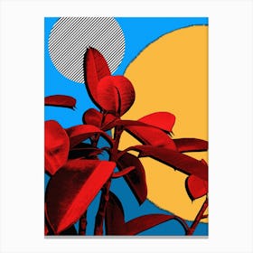 Minimal Block Colour Plant And Sun Canvas Print