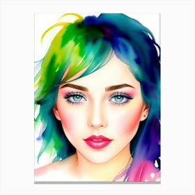 Portrait Of A Woman With Colorful Hair 1 Canvas Print