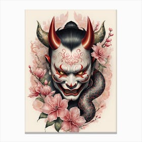 Floral Irezumi The Traditional Japanese Tattoo Hannya Mask (15) Canvas Print