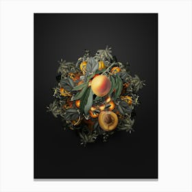 Vintage Peach Fruit Wreath on Wrought Iron Black n.0845 Canvas Print