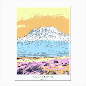 Mount Kenya Color Line Drawing 6 Poster Canvas Print