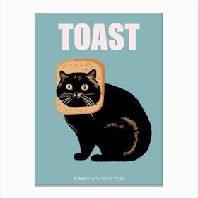 Toast Cat Funny Animals Blue Canvas Print