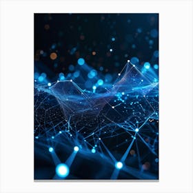 Abstract Digital Datum Web Displaying A Three Dimensional Mesh Of Connections Symbolizing Ai Networ (4) Canvas Print