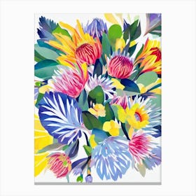 Proteas 2 Modern Colourful Flower Canvas Print