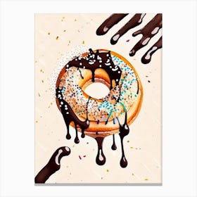 Bite Sized Bagel Pieces Dipped In Melted Chocolate And Sprinkles Marker Art 1 Canvas Print