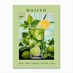 Mojito Modern Cocktail Art Print 1 Canvas Print