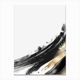 Abstract Black And Gold Brush Strokes 2 Canvas Print