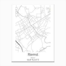 Riemst,Belgium Minimalist Map Canvas Print